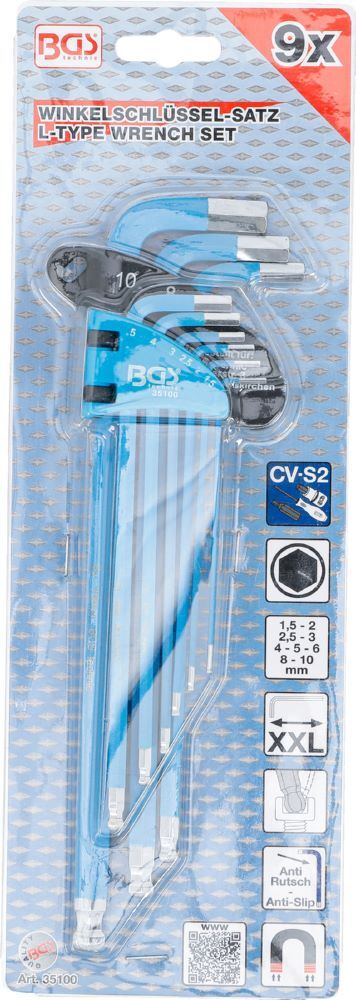 BGS Winkelschlüssel Satz 1,5-10 mm 9 teilig extra lang Innensechskant Produktbild BGS Winkelschlüssel Satz 1,5-10 mm 9 teilig extra lang Innensechskant bild 7