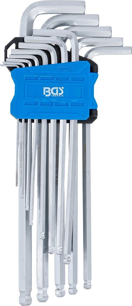 BGS Winkelschlüssel Satz 1,5 - 10 mm extra lang Innensechskant mit Kugelkopf Produktbild BGS Winkelschlüssel Satz 1,5 - 10 mm extra lang Innensechskant mit Kugelkopf bild 2