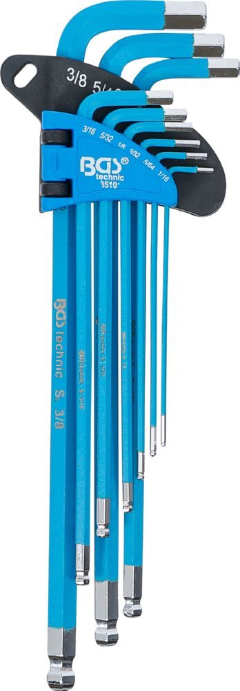BGS Winkelschlüssel Satz 9 teilig extra lang Innensechskant Zollgrößen Produktbild BGS Winkelschlüssel Satz 9 teilig extra lang Innensechskant Zollgrößen bild 2