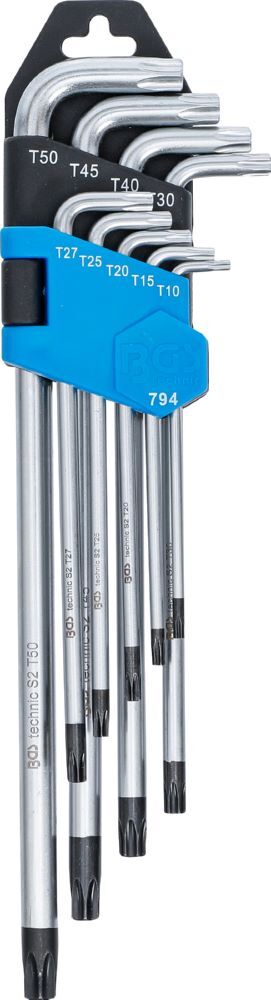 BGS Winkelschlüssel Satz T10-T50 9 teilig extra lang mit Bohrung Produktbild BGS Winkelschlüssel Satz T10-T50 9 teilig extra lang mit Bohrung bild 2