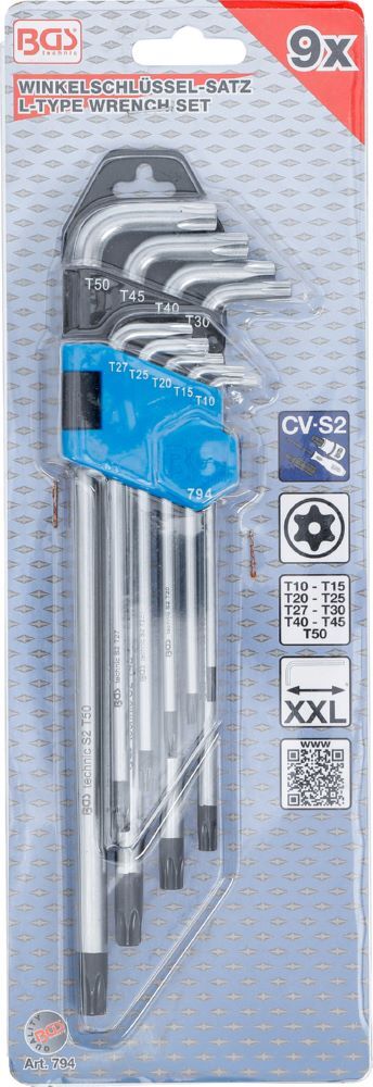 BGS Winkelschlüssel Satz T10-T50 9 teilig extra lang mit Bohrung Produktbild BGS Winkelschlüssel Satz T10-T50 9 teilig extra lang mit Bohrung bild 6