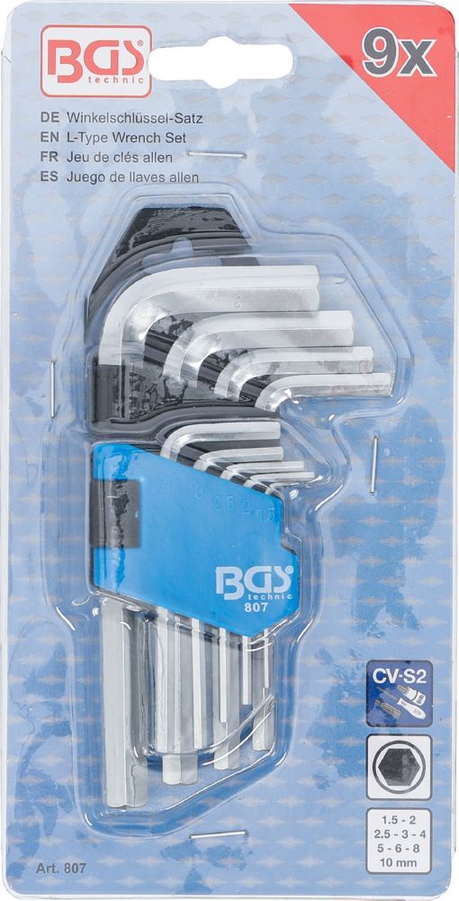 BGS Winkelschlüssel Satz kurz Innensechskant 1,5 - 10 mm 9 teilig Produktbild BGS Winkelschlüssel Satz kurz Innensechskant 1,5 - 10 mm 9 teilig bild 4