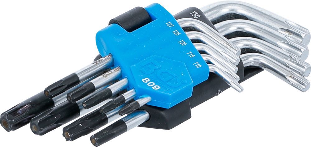 BGS Winkelschlüssel Satz T10 - T50 9 teilig kurz mit Bohrung Produktbild BGS Winkelschlüssel Satz T10 - T50 9 teilig kurz mit Bohrung