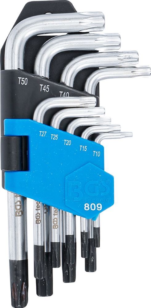 BGS Winkelschlüssel Satz T10 - T50 9 teilig kurz mit Bohrung Produktbild BGS Winkelschlüssel Satz T10 - T50 9 teilig kurz mit Bohrung bild 2