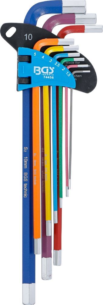 BGS Winkelschlüssel Satz 1,5-10 mm 9 teilig extra lang Innensechskant Multicolour Produktbild BGS Winkelschlüssel Satz 1,5-10 mm 9 teilig extra lang Innensechskant Multicolour bild 2