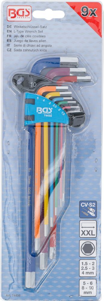 BGS Winkelschlüssel Satz 1,5-10 mm 9 teilig extra lang Innensechskant Multicolour Produktbild BGS Winkelschlüssel Satz 1,5-10 mm 9 teilig extra lang Innensechskant Multicolour bild 4