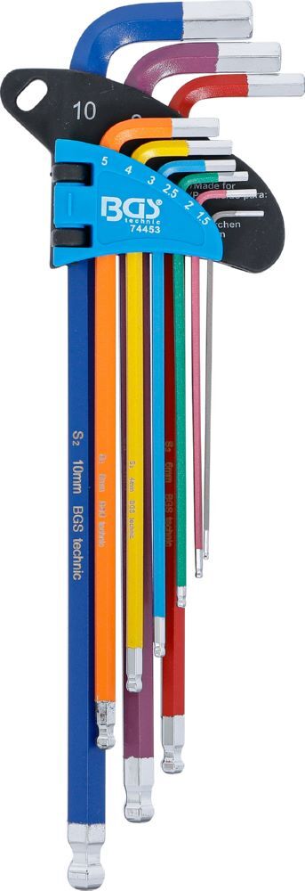 BGS Winkelschlüssel Satz 1,5-10 mm 9 teilig extra lang Innensechskant Produktbild BGS Winkelschlüssel Satz 1,5-10 mm 9 teilig extra lang Innensechskant bild 2