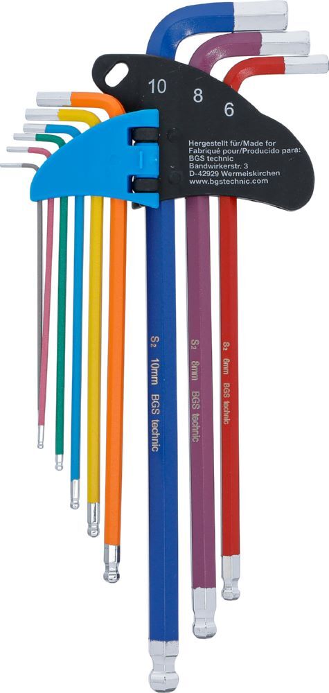 BGS Winkelschlüssel Satz 1,5-10 mm 9 teilig extra lang Innensechskant Produktbild BGS Winkelschlüssel Satz 1,5-10 mm 9 teilig extra lang Innensechskant bild 3