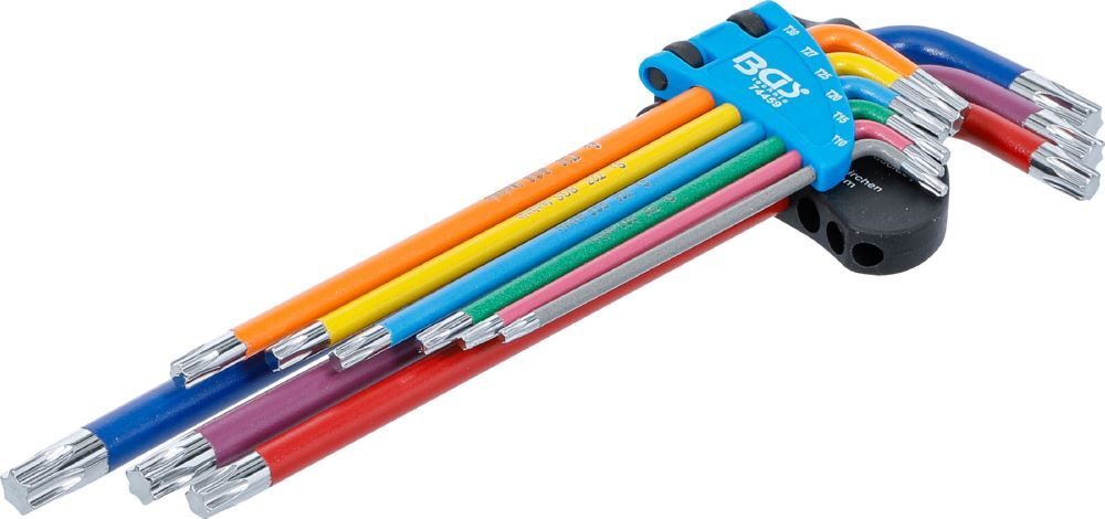 BGS Winkelschlüssel Satz T10-T50 9 teilig Multicolour extra lang Produktbild BGS Winkelschlüssel Satz T10-T50 9 teilig Multicolour extra lang