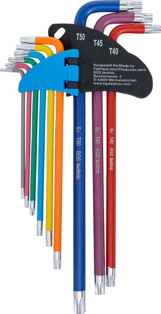 BGS Winkelschlüssel Satz T10-T50 9 teilig Multicolour extra lang Produktbild BGS Winkelschlüssel Satz T10-T50 9 teilig Multicolour extra lang bild 3