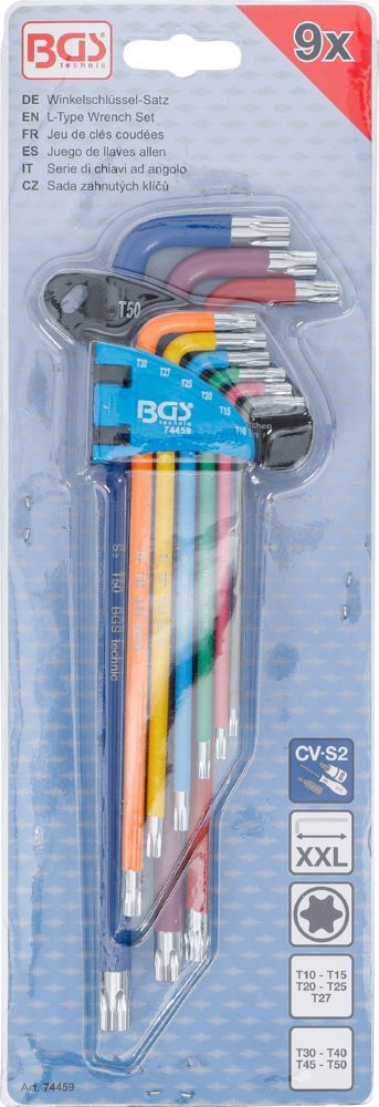 BGS Winkelschlüssel Satz T10-T50 9 teilig Multicolour extra lang Produktbild BGS Winkelschlüssel Satz T10-T50 9 teilig Multicolour extra lang bild 4