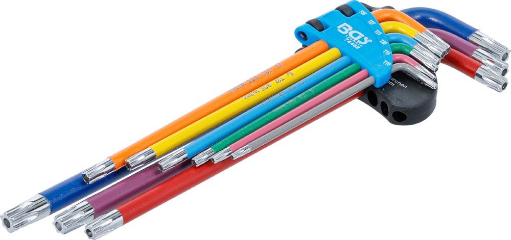 BGS Winkelschlüssel Satz T10-T50 9 teilig Multicolour extra lang mit Bohrung Produktbild BGS Winkelschlüssel Satz T10-T50 9 teilig Multicolour extra lang mit Bohrung