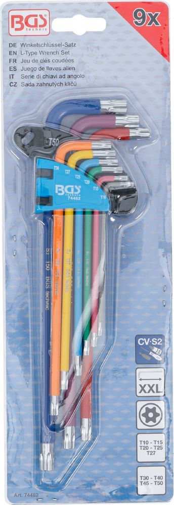 BGS Winkelschlüssel Satz T10-T50 9 teilig Multicolour extra lang mit Bohrung Produktbild BGS Winkelschlüssel Satz T10-T50 9 teilig Multicolour extra lang mit Bohrung bild 4