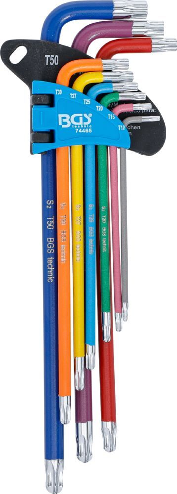 BGS Winkelschlüssel Satz T10-T50 9 teilg extra lang T-Profil für Torx Produktbild BGS Winkelschlüssel Satz T10-T50 9 teilg extra lang T-Profil für Torx bild 2