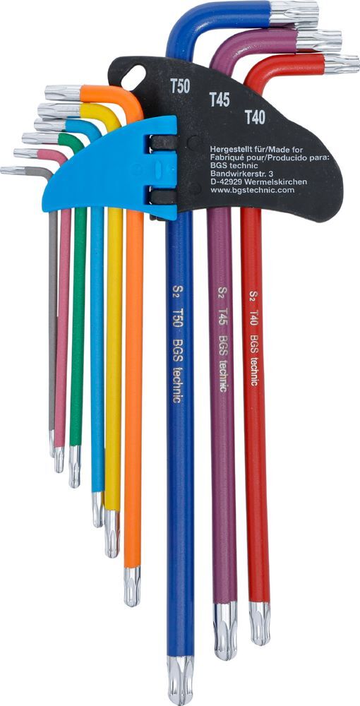 BGS Winkelschlüssel Satz T10-T50 9 teilg extra lang T-Profil für Torx Produktbild BGS Winkelschlüssel Satz T10-T50 9 teilg extra lang T-Profil für Torx bild 3