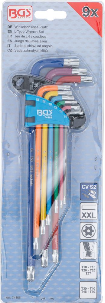BGS Winkelschlüssel Satz T10-T50 9 teilg extra lang T-Profil für Torx Produktbild BGS Winkelschlüssel Satz T10-T50 9 teilg extra lang T-Profil für Torx bild 4
