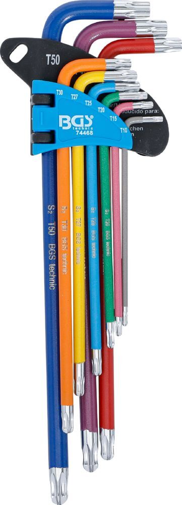 BGS Winkelschlüssel-Satz T10-T50 9 teilig extra lang Multicolour Produktbild BGS Winkelschlüssel-Satz T10-T50 9 teilig extra lang Multicolour bild 2