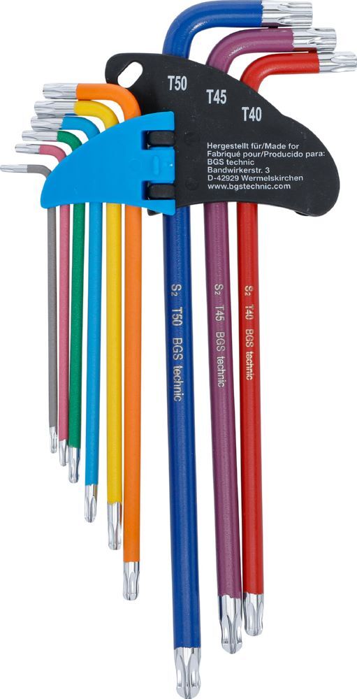 BGS Winkelschlüssel-Satz T10-T50 9 teilig extra lang Multicolour Produktbild BGS Winkelschlüssel-Satz T10-T50 9 teilig extra lang Multicolour bild 3