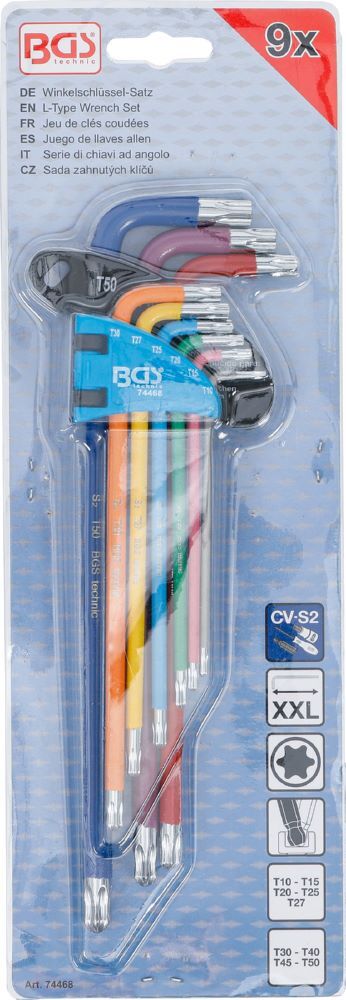 BGS Winkelschlüssel-Satz T10-T50 9 teilig extra lang Multicolour Produktbild BGS Winkelschlüssel-Satz T10-T50 9 teilig extra lang Multicolour bild 4