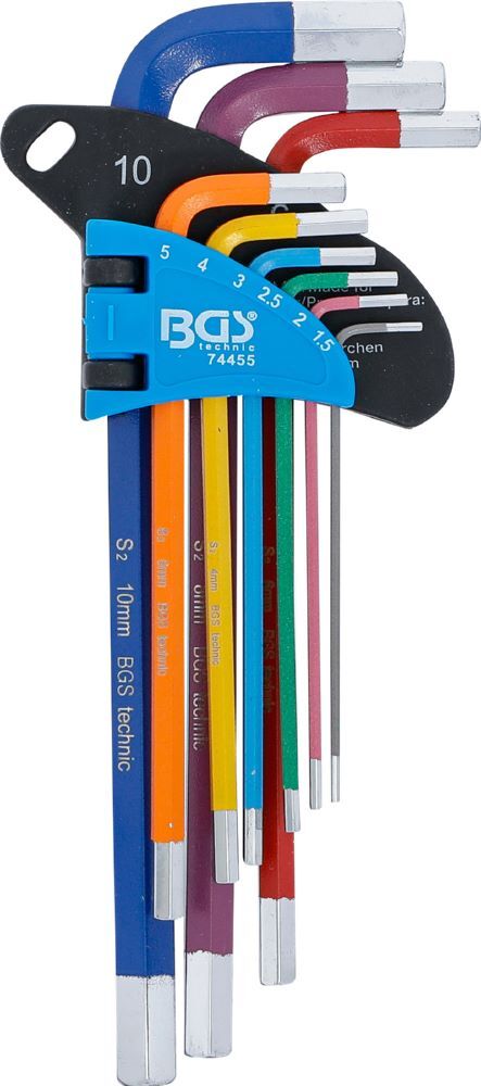 BGS Winkelschlüssel Satz Innensechskant 1,5 - 10 mm 9 teilig Multicolour Produktbild BGS Winkelschlüssel Satz Innensechskant 1,5 - 10 mm 9 teilig Multicolour bild 2