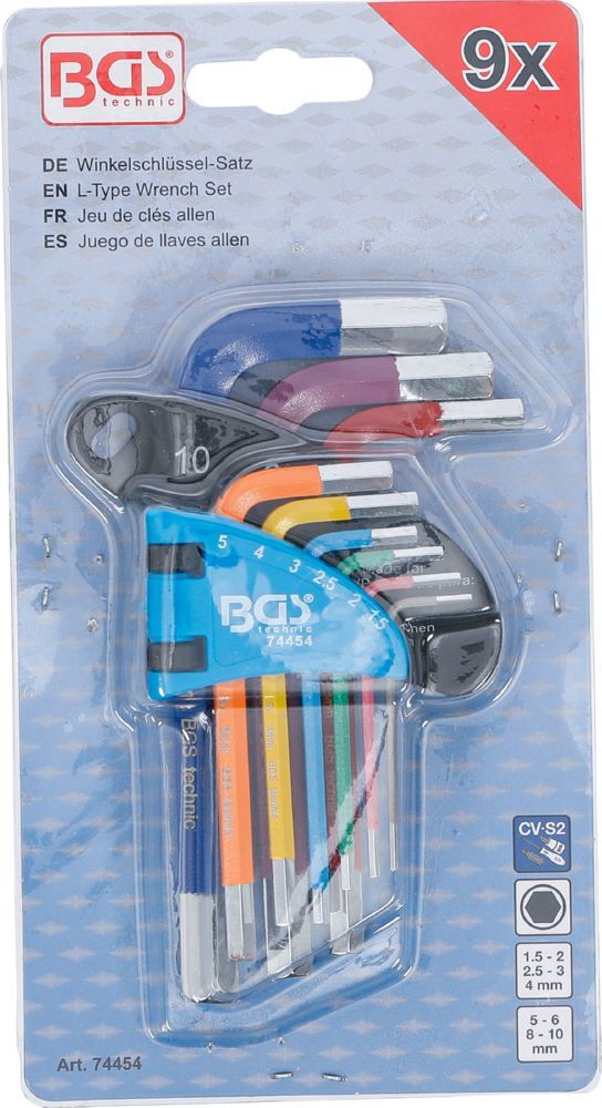 BGS Winkelschlüssel Satz 1,5 - 10 mm 9 teilig Multicolour kurz Innensechskant Produktbild BGS Winkelschlüssel Satz 1,5 - 10 mm 9 teilig Multicolour kurz Innensechskant bild 4