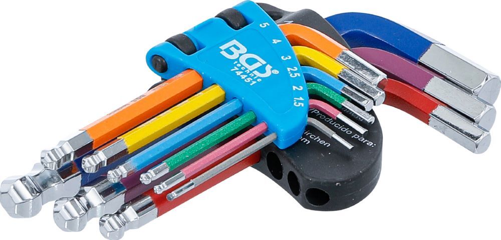 BGS Winkelschlüssel Satz 1,5-10 mm 9 teilig Multicolour Innensechskant mit Kugelkopf Produktbild BGS Winkelschlüssel Satz 1,5-10 mm 9 teilig Multicolour Innensechskant mit Kugelkopf