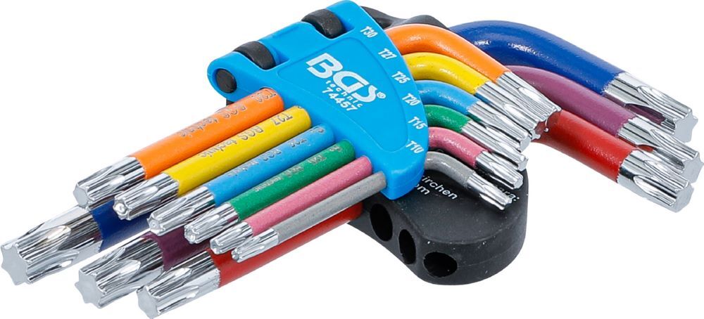 BGS Winkelschlüssel Satz Multicolour kurz T10 - T50 9 teilig Produktbild BGS Winkelschlüssel Satz Multicolour kurz T10 - T50 9 teilig