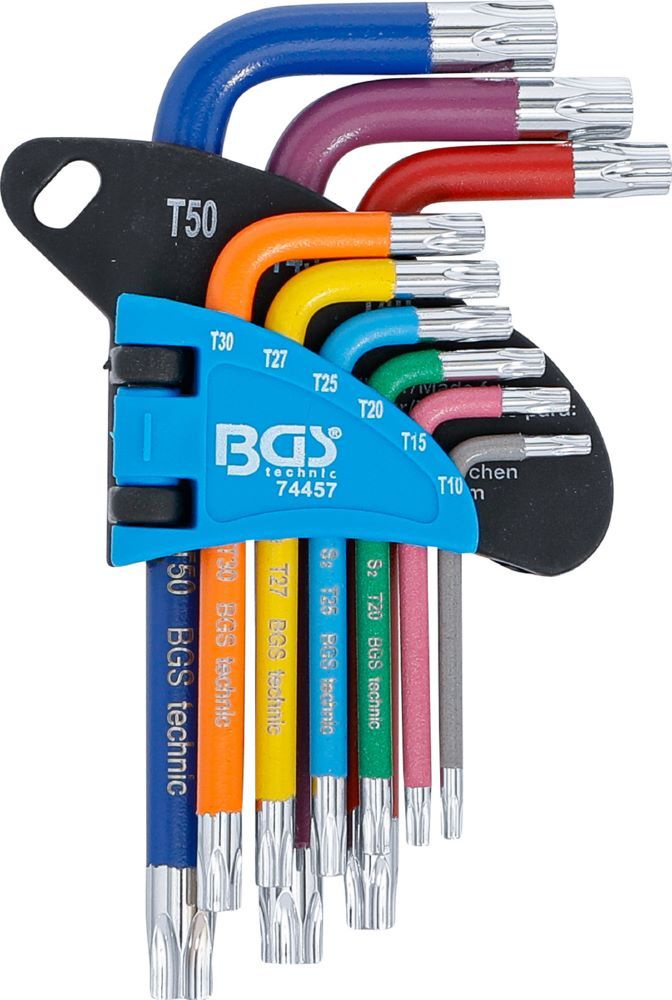 BGS Winkelschlüssel Satz Multicolour kurz T10 - T50 9 teilig Produktbild BGS Winkelschlüssel Satz Multicolour kurz T10 - T50 9 teilig bild 2