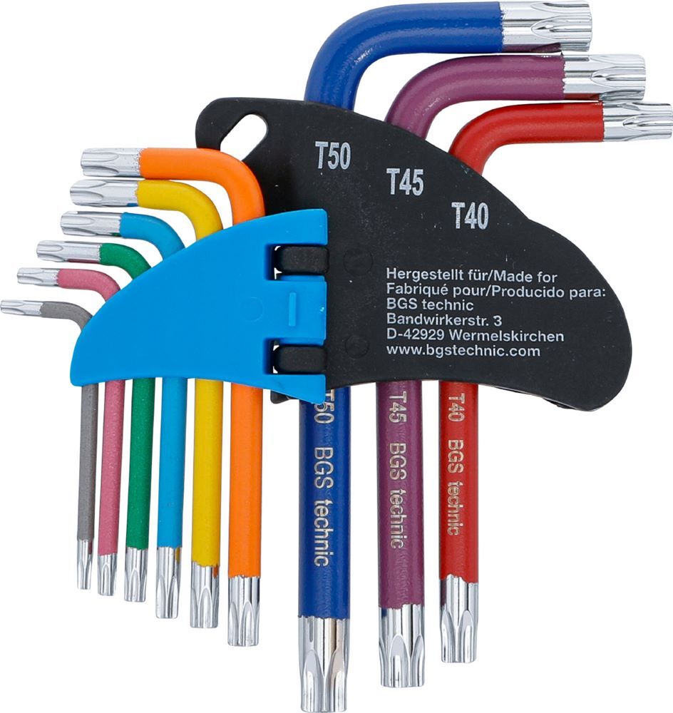 BGS Winkelschlüssel Satz Multicolour kurz T10 - T50 9 teilig Produktbild BGS Winkelschlüssel Satz Multicolour kurz T10 - T50 9 teilig bild 3