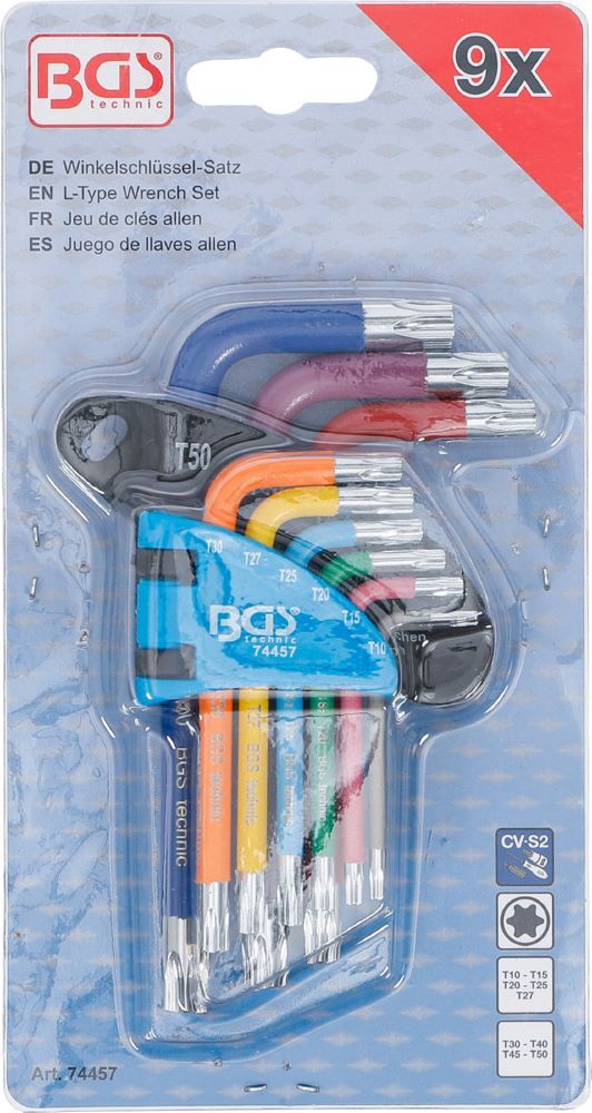 BGS Winkelschlüssel Satz Multicolour kurz T10 - T50 9 teilig Produktbild BGS Winkelschlüssel Satz Multicolour kurz T10 - T50 9 teilig bild 4