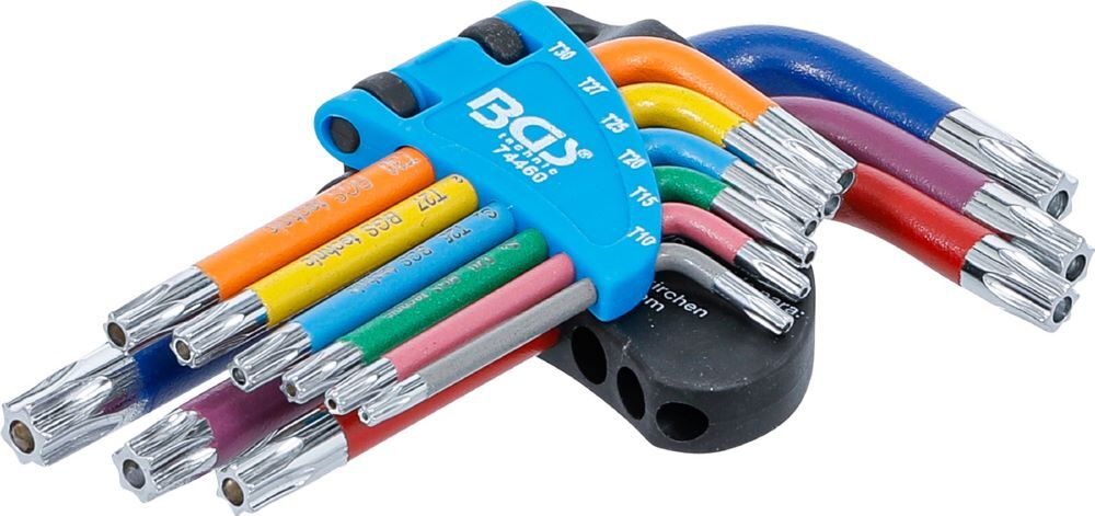 BGS Winkelschlüssel Satz T10-T50 9 teilig Multicolour kurz mit Bohrung Produktbild BGS Winkelschlüssel Satz T10-T50 9 teilig Multicolour kurz mit Bohrung