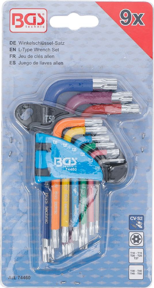 BGS Winkelschlüssel Satz T10-T50 9 teilig Multicolour kurz mit Bohrung Produktbild BGS Winkelschlüssel Satz T10-T50 9 teilig Multicolour kurz mit Bohrung bild 4