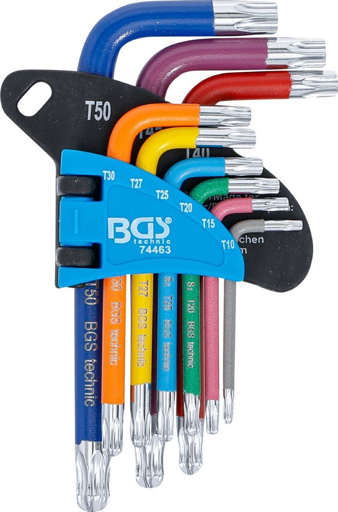 BGS Winkelschlüssel Satz T10-T50 9 teilig Multicolour kurz mit Bohrung und Kugelkopf Produktbild BGS Winkelschlüssel Satz T10-T50 9 teilig Multicolour kurz mit Bohrung und Kugelkopf bild 2