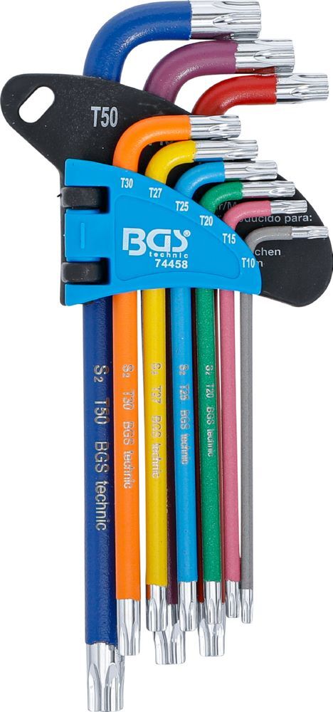 BGS Winkelschlüssel Satz Multicolour T10 - T50 9 teilig T-Profil Produktbild BGS Winkelschlüssel Satz Multicolour T10 - T50 9 teilig T-Profil bild 2