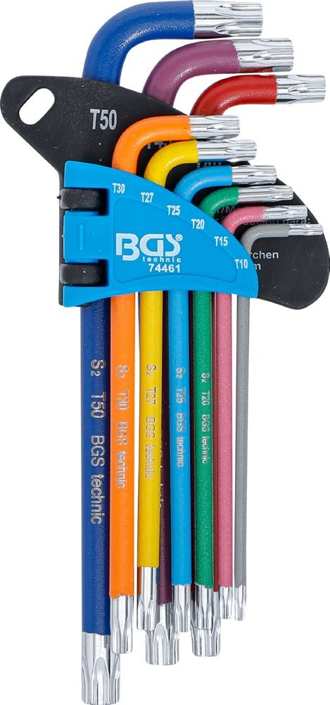 BGS Winkelschlüssel Satz T10-T50 9 teilig Multicolour T-Profil miit Bohrung Produktbild BGS Winkelschlüssel Satz T10-T50 9 teilig Multicolour T-Profil miit Bohrung bild 2