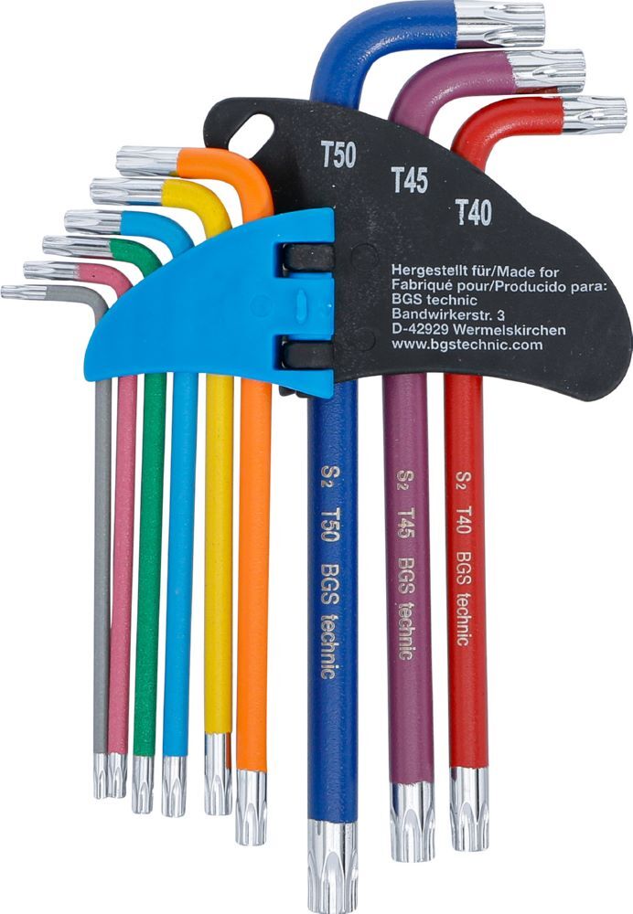 BGS Winkelschlüssel Satz T10-T50 9 teilig Multicolour T-Profil miit Bohrung Produktbild BGS Winkelschlüssel Satz T10-T50 9 teilig Multicolour T-Profil miit Bohrung bild 3