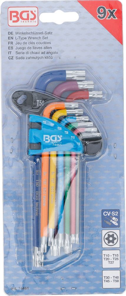 BGS Winkelschlüssel Satz T10-T50 9 teilig Multicolour T-Profil miit Bohrung Produktbild BGS Winkelschlüssel Satz T10-T50 9 teilig Multicolour T-Profil miit Bohrung bild 4