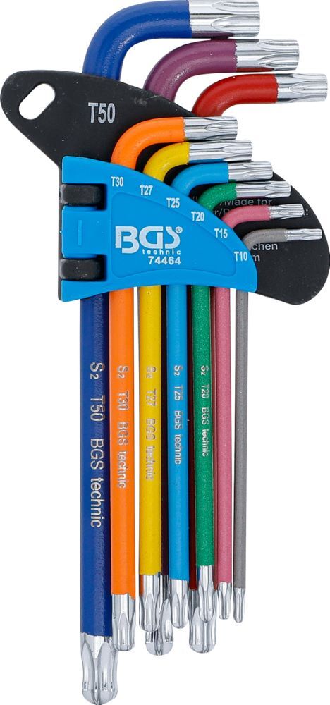 BGS Winkelschlüssel Satz T10-T50 9 teilig Multicolour mit Bohrung und Kugelkopf Produktbild BGS Winkelschlüssel Satz T10-T50 9 teilig Multicolour mit Bohrung und Kugelkopf bild 2