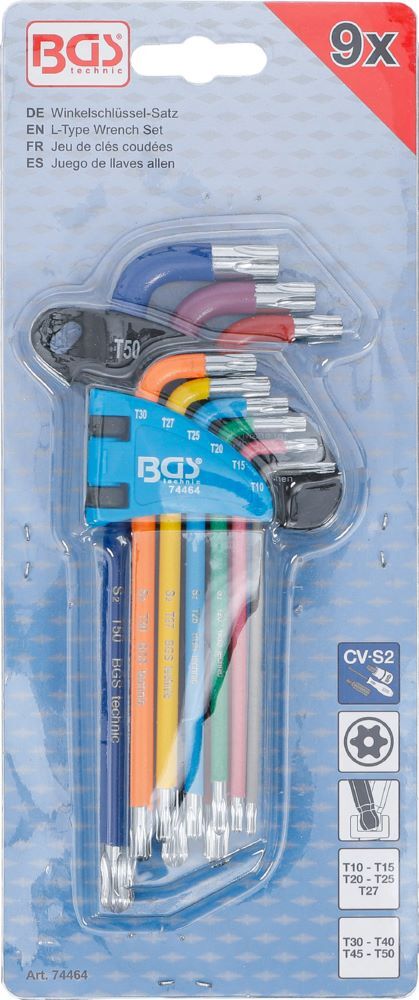 BGS Winkelschlüssel Satz T10-T50 9 teilig Multicolour mit Bohrung und Kugelkopf Produktbild BGS Winkelschlüssel Satz T10-T50 9 teilig Multicolour mit Bohrung und Kugelkopf bild 4