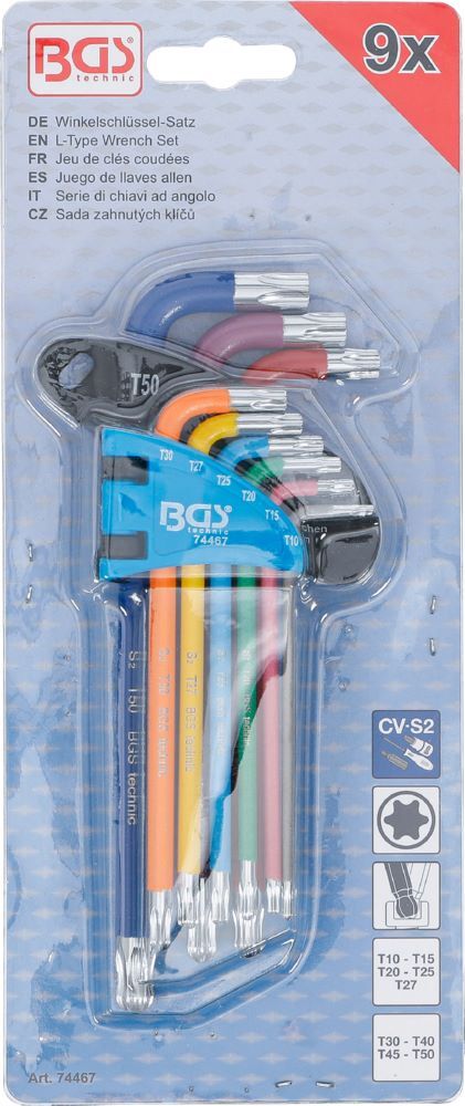 BGS Winkelschlüssel Satz T10 - T50 9 teilig Multicolour mit Kugelkopf Produktbild BGS Winkelschlüssel Satz T10 - T50 9 teilig Multicolour mit Kugelkopf bild 4