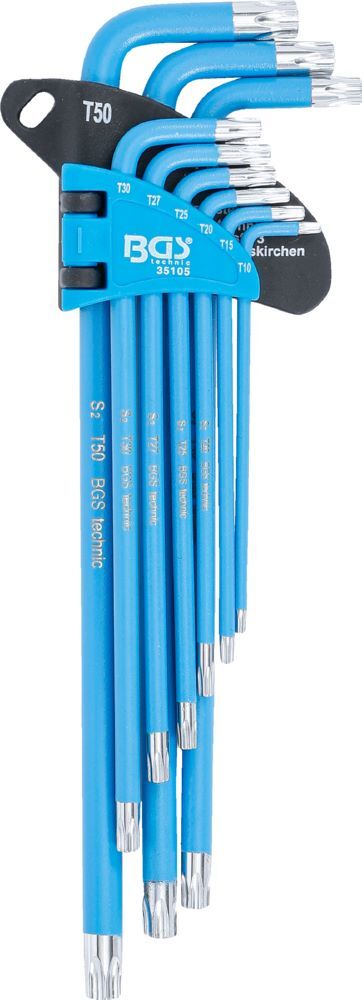 BGS Winkelschlüssel Satz T10 - T50 9 teilig T-Profil für Torx mit Bohrung Produktbild BGS Winkelschlüssel Satz T10 - T50 9 teilig T-Profil für Torx mit Bohrung bild 2