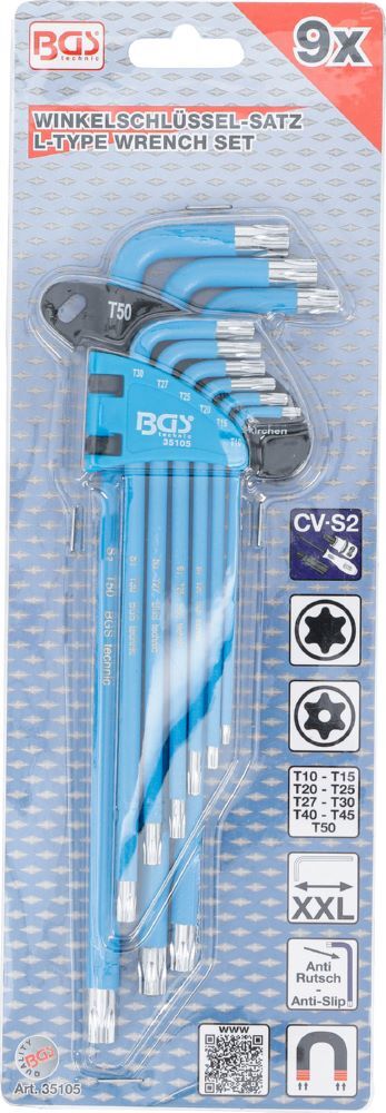 BGS Winkelschlüssel Satz T10 - T50 9 teilig T-Profil für Torx mit Bohrung Produktbild BGS Winkelschlüssel Satz T10 - T50 9 teilig T-Profil für Torx mit Bohrung bild 4