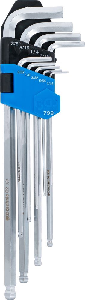 BGS Winkelschlüssel Satz 1/16 Zoll - 3/8 Zoll 9 teilig Innensechskant mit Kugelkopf Produktbild BGS Winkelschlüssel Satz 1/16 Zoll - 3/8 Zoll 9 teilig Innensechskant mit Kugelkopf bild 2