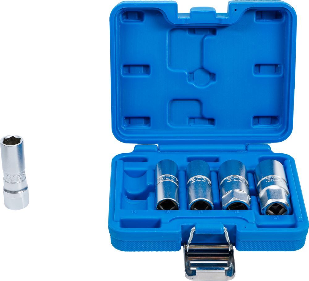 BGS Zündkerzen Einsatz Satz Sechskant Antrieb Innenvierkant 12,5 mm 14 mm 5 teilig