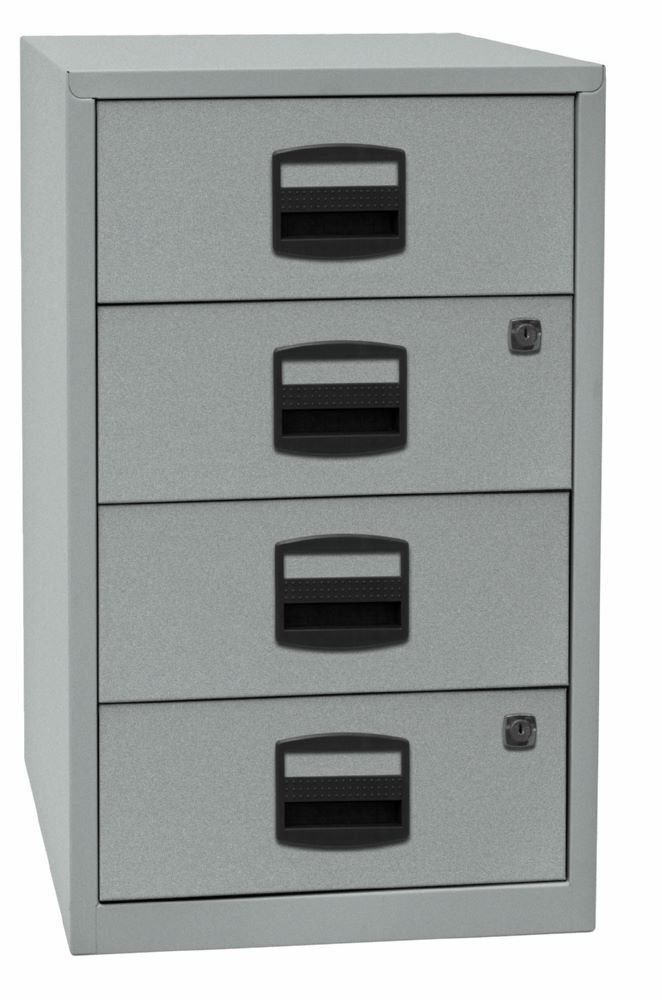 Bisley Home Beistellschrank 4 Universalschubladen 672 x 413 mm in silber Produktbild Bisley Home Beistellschrank 4 Universalschubladen 672 x 413 mm in silber bild 2