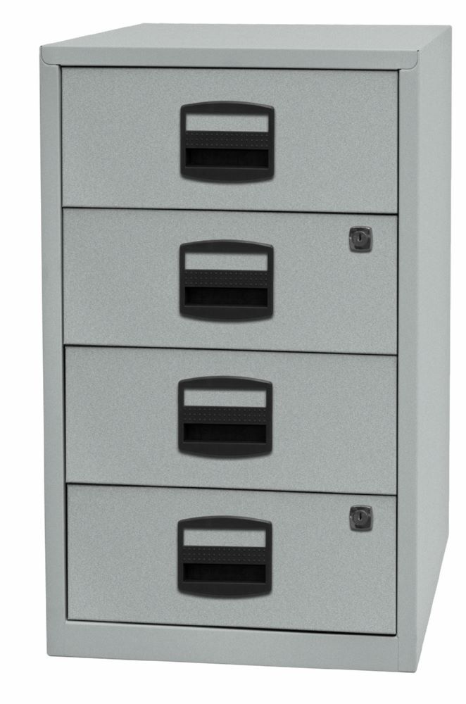 Bisley Home Beistellschrank 4 Universalschubladen 672 x 413 mm in silber Produktbild Bisley Home Beistellschrank 4 Universalschubladen 672 x 413 mm in silber bild 3