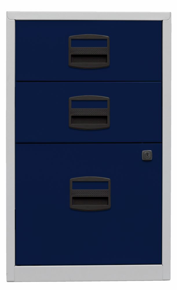 Bisley Home Beistellschrank PFA T 400 mm 3 Schubladen lichtgrau oxfordblau