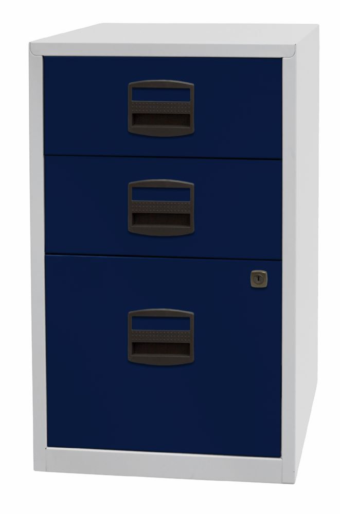Bisley Home Beistellschrank PFA T 400 mm 3 Schubladen lichtgrau oxfordblau