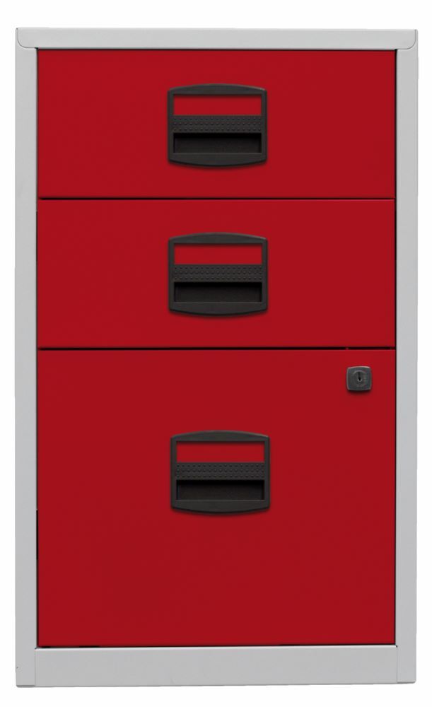 Bisley Home Beistellschrank PFA mit Schubladen 413 x 672 x 400 mm lichtgrau kardinalrot Produktbild Bisley Home Beistellschrank PFA mit Schubladen 413 x 672 x 400 mm lichtgrau kardinalrot