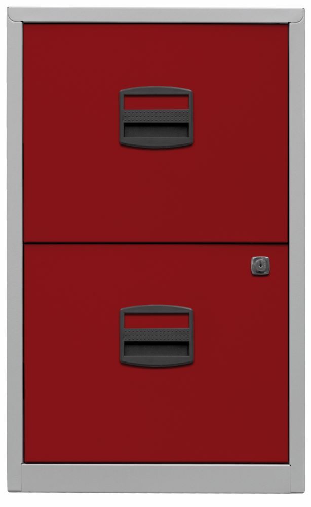 Bisley Home Hängeregistraturschrank PFA 2 Schubladen H 672 mm lichtgrau kardinalrot Produktbild Bisley Home Hängeregistraturschrank PFA 2 Schubladen H 672 mm lichtgrau kardinalrot